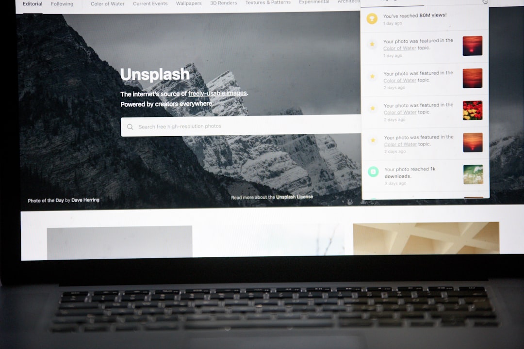 Unsplash website on a laptop computer